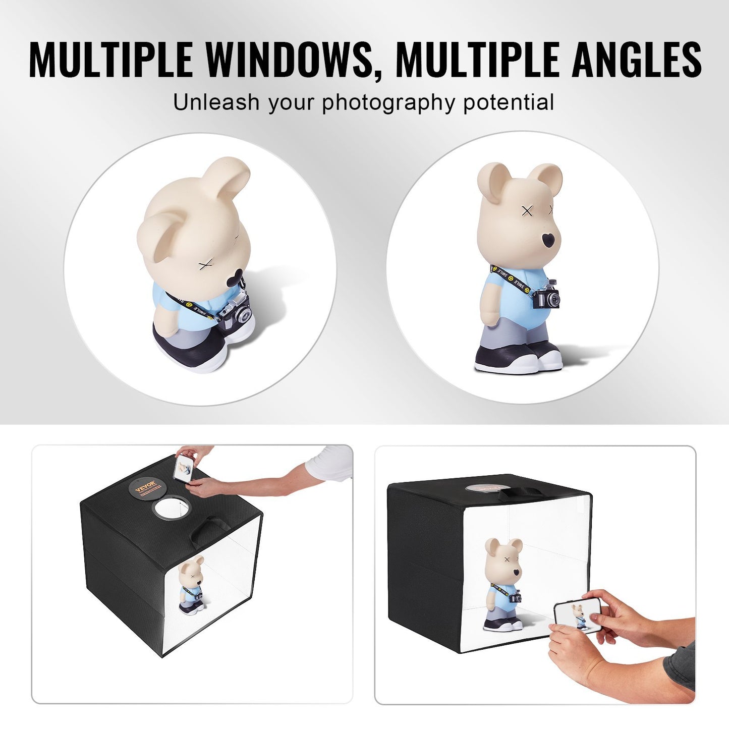 VEVOR Photo Studio Light Box 3000-5600K 6 Double-Sided Color Backdrops