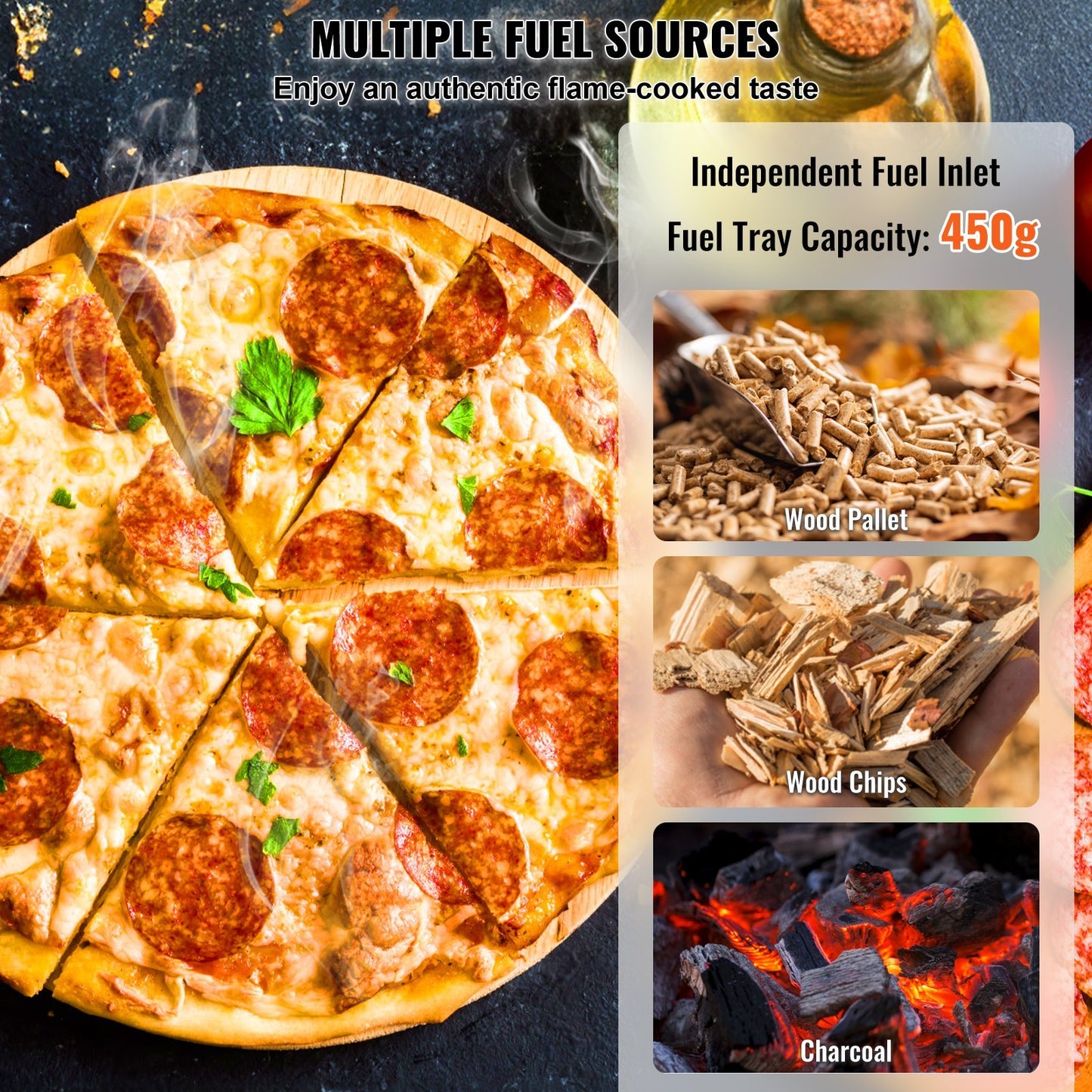 VEVOR 12Outdoor Pizza Oven Portable Wood Pellet Pizza Oven Camping W Rotation
