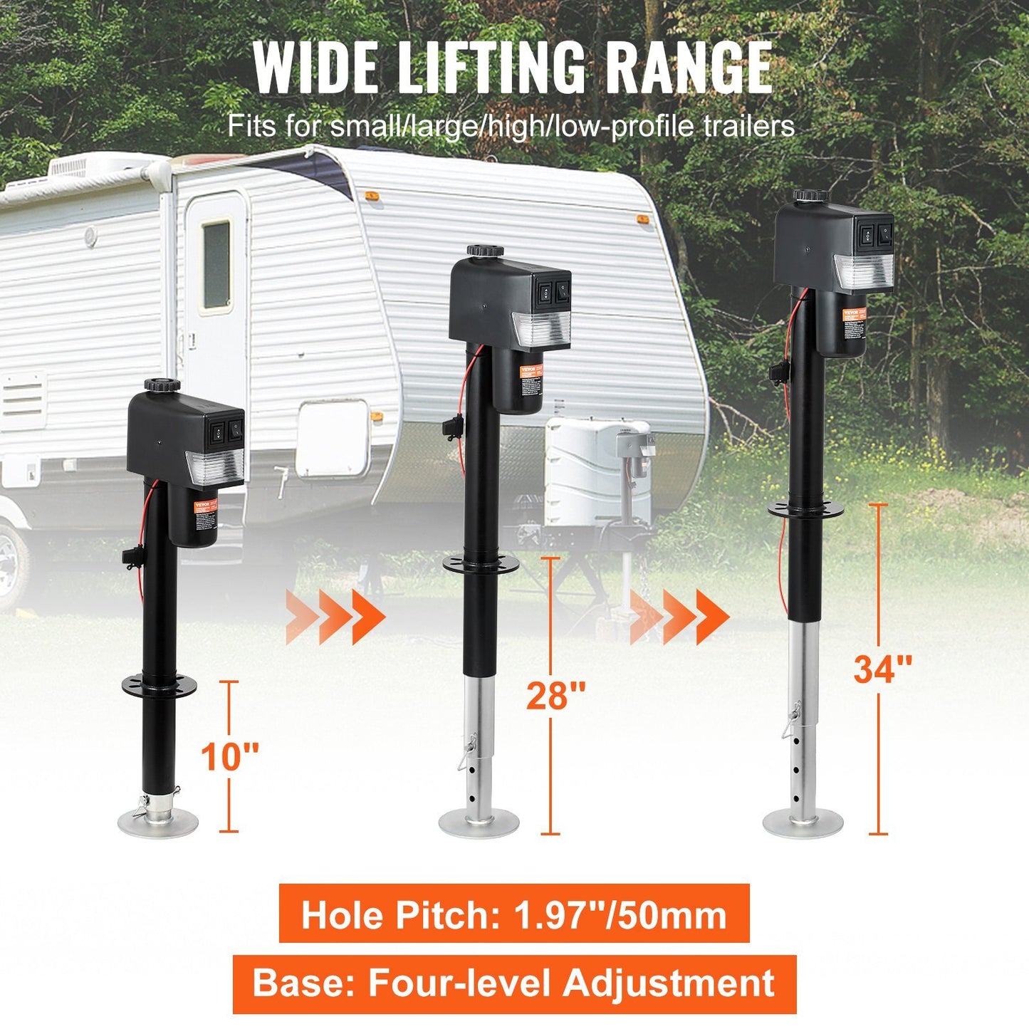 VEVOR Electric Trailer Jack, Power Tongue Jack Weight Capacity 3500 Lbs, Electric Tongue Jack With Waterproof Cover For Lifting RV Trailer, Horse Trailer, Utility Trailer, Yacht Trailer