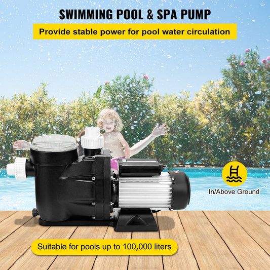 VEVOR 2.5HP Swimming PoolPump Motor Hayward Lift 62ft In Above Ground PoolPump