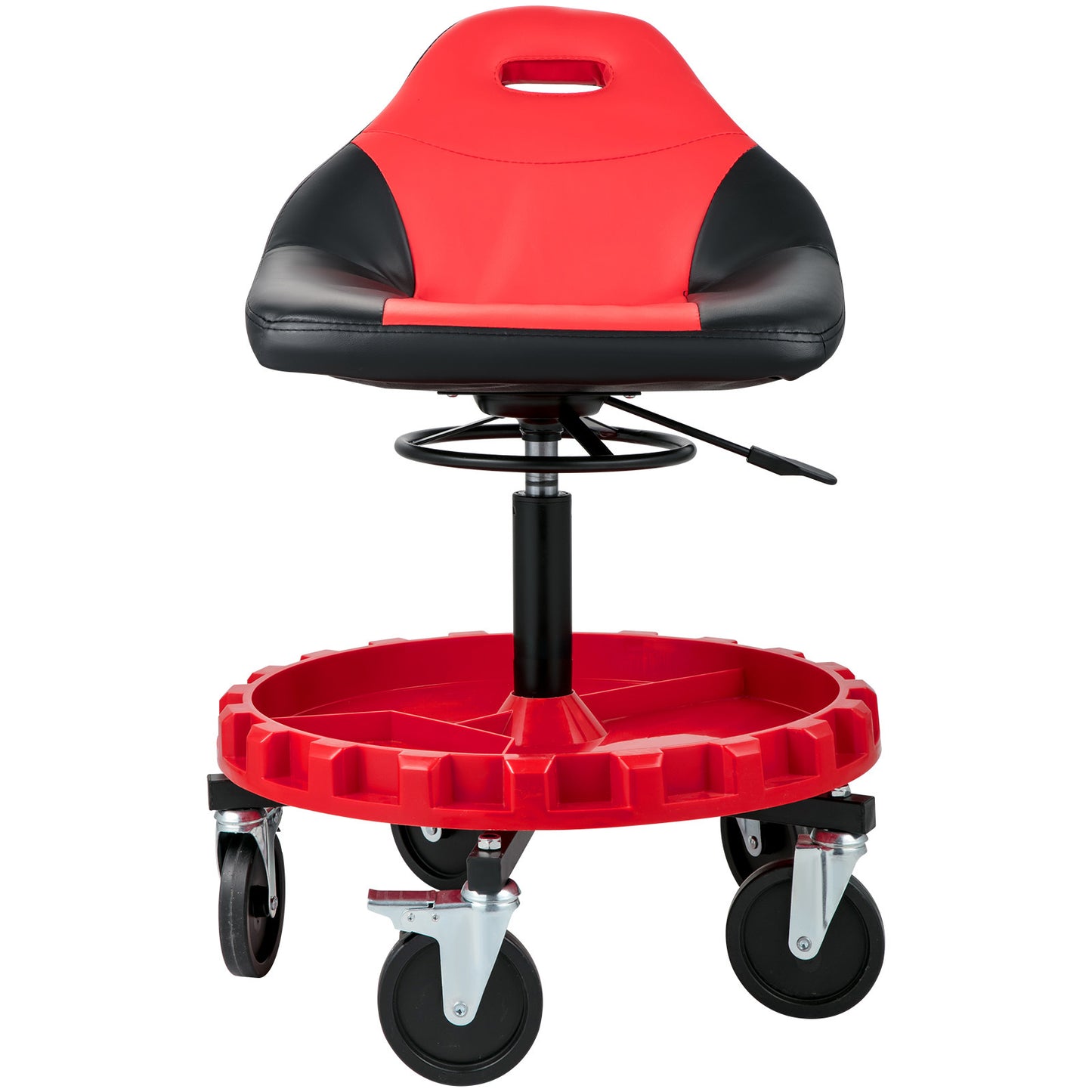 VEVOR Rolling Gear Seat, 300LBS Capacity,  Height Adjustable, Mobile Mechanic Garage Stool With Tool Tray And Casters, Pneumatic Stool For Workshop, Garage, Auto Repair Shop