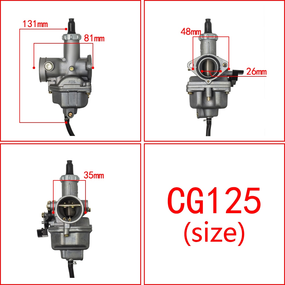 New PZ26 Carburetor 26mm 125 150cc Carb For Honda CB125 XL125S TRX250 TRX 250EX Recon Carb 125cc ATV Dirt Bike CRF XR100