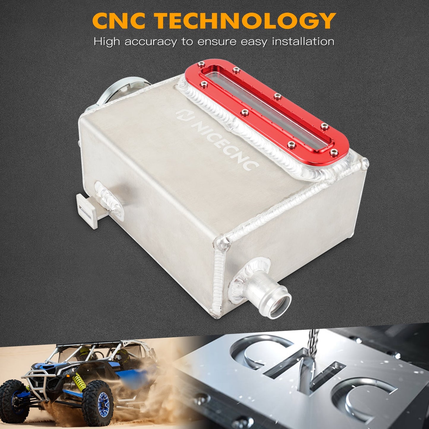 NICECNC Coolant Reservoir Tank With Cap for Can-am Maverick X3 Max RR R 2017-2022 Trail 800 1000R HD8 HD10 2017-2021 Aluminum