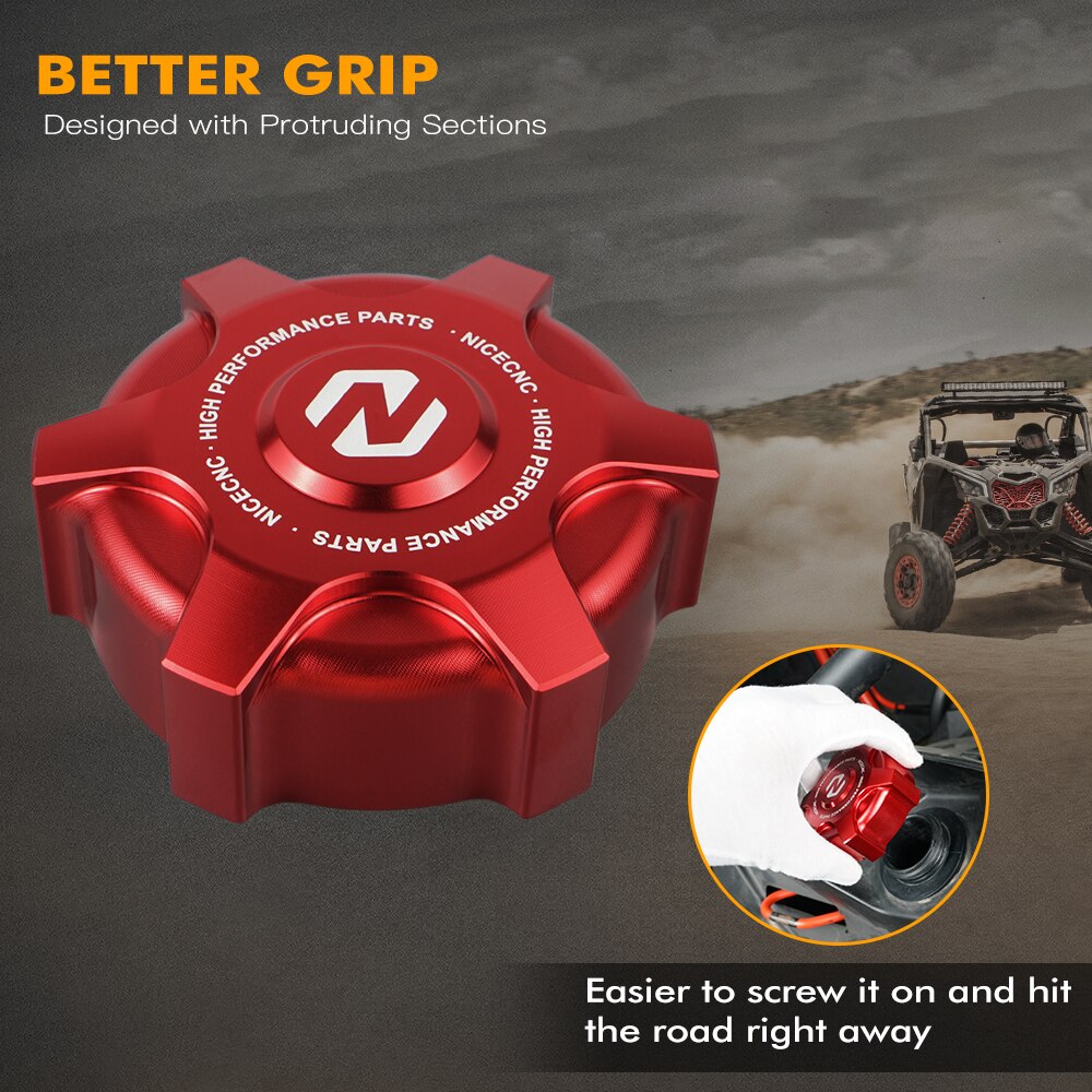 NiceCNC UTV for Can-Am Maverick X3 Max R 4x4 XDS XMR XRC XRS Turbo DPS Gas Fuel Cap Plug Guard Aluminum Accessories Black Red