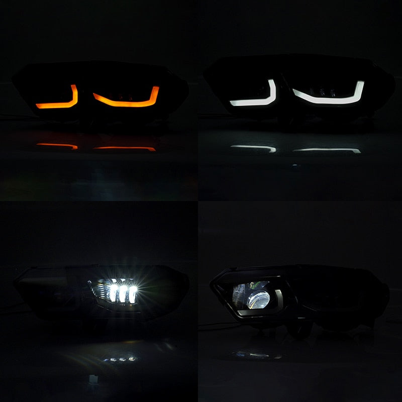 For Can Am Defender Black LED Headlight With DRL And Amber Turn Signal Light